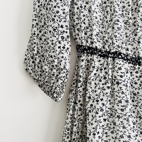 Madewell Dresses & Skirts - MADEWELL Size Medium Peasant Black & White Silk Blend Layered Dress